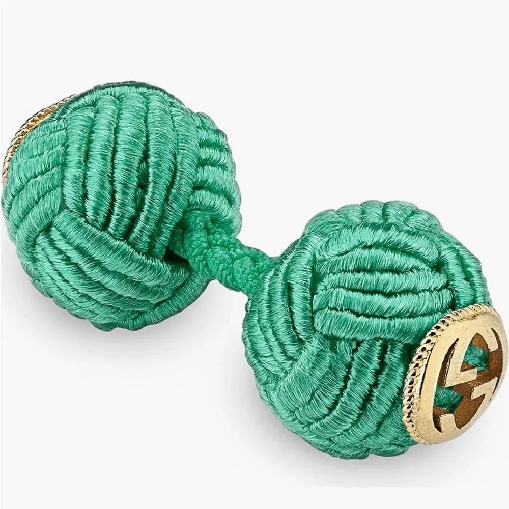 Brand new with box Gucci Green interlocking rope Knot cuff links